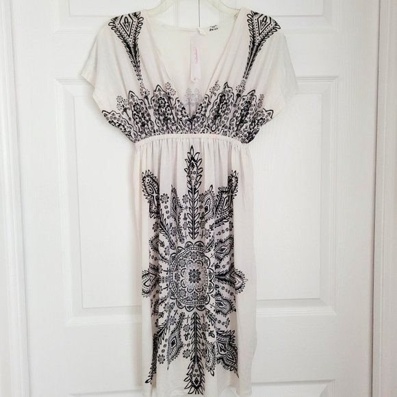 EMPIRE WAIST DRESS CREAM & BLACK, SZ S, LIKE NEW - Picture 1 of 4